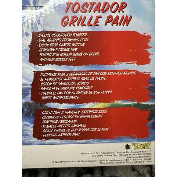 Bob Ross Artist Face Toaster, Two-Slice, Cool Touch, Gray, Gift, BRAND NEW - Picture 4 of 12